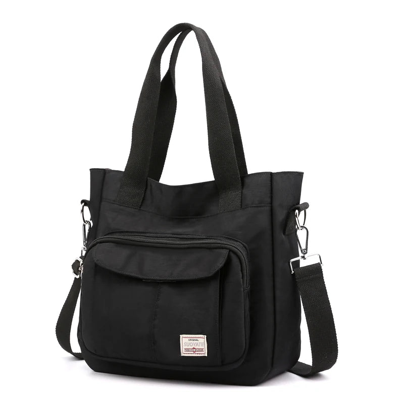 Women Nylon Tote Shoulder Crossbody Bag Retro Solid