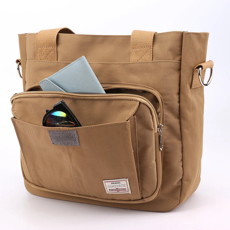 Women Nylon Tote Shoulder Crossbody Bag Retro Solid