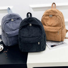 Women Corduroy School Backpack Tote Shoulder Travel Bag