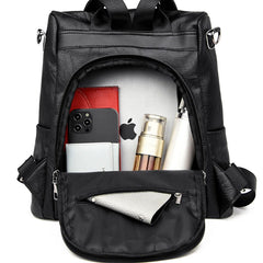 Waterproof Leather Backpack for Women Multifunction Travel Bag