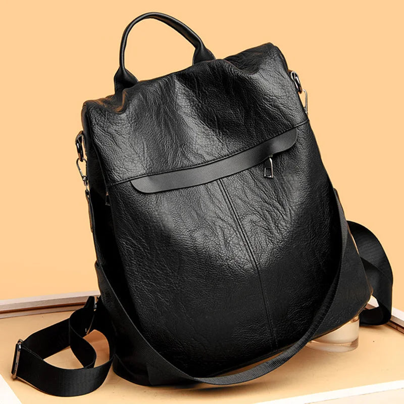 Waterproof Leather Backpack for Women Multifunction Travel Bag