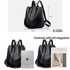 Waterproof Leather Backpack for Women Multifunction Travel Bag