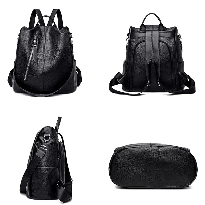 Waterproof Leather Backpack for Women Multifunction Travel Bag