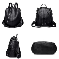 Waterproof Leather Backpack for Women Multifunction Travel Bag