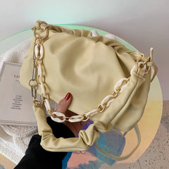 Women Chain Dumpling Clip Purse Bag Clutch Underarm Shoulder Bag