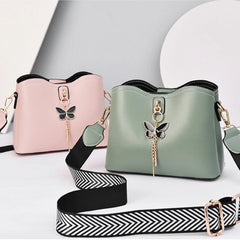 Women Handbag Butterfly Tassel PU Leather Messenger Bags