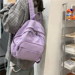 Women's Denim Travel Backpack College Schoolbag Retro Canvas Backbag