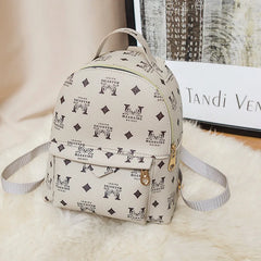Women's Retro PU Leather Backpack Handbag Lettered Pattern Mobile Phone Bag