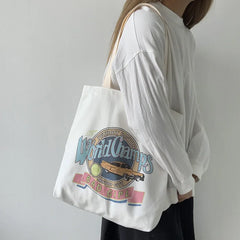 Women's Canvas Shoulder Shopper Bags Reusable Cotton Tote Bags Handbag