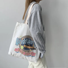 Women's Canvas Shoulder Shopper Bags Reusable Cotton Tote Bags Handbag