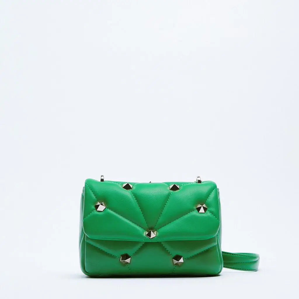 Rivet Quilted Crossbody Bag Small Flap Shoulder Bag