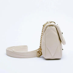 Rivet Quilted Crossbody Bag Small Flap Shoulder Bag