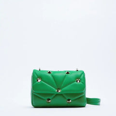 Rivet Quilted Crossbody Bag Small Flap Shoulder Bag