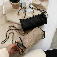 Zebra-Stripe Rhombus Pattern Crossbody Bag Women Ladies Chain Shoulder Handbag