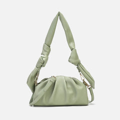Hand-Woven Leather Shoulder Bag Large Capacity Knotted Handle Casual Handbag
