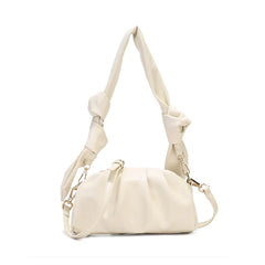 Hand-Woven Leather Shoulder Bag Large Capacity Knotted Handle Casual Handbag