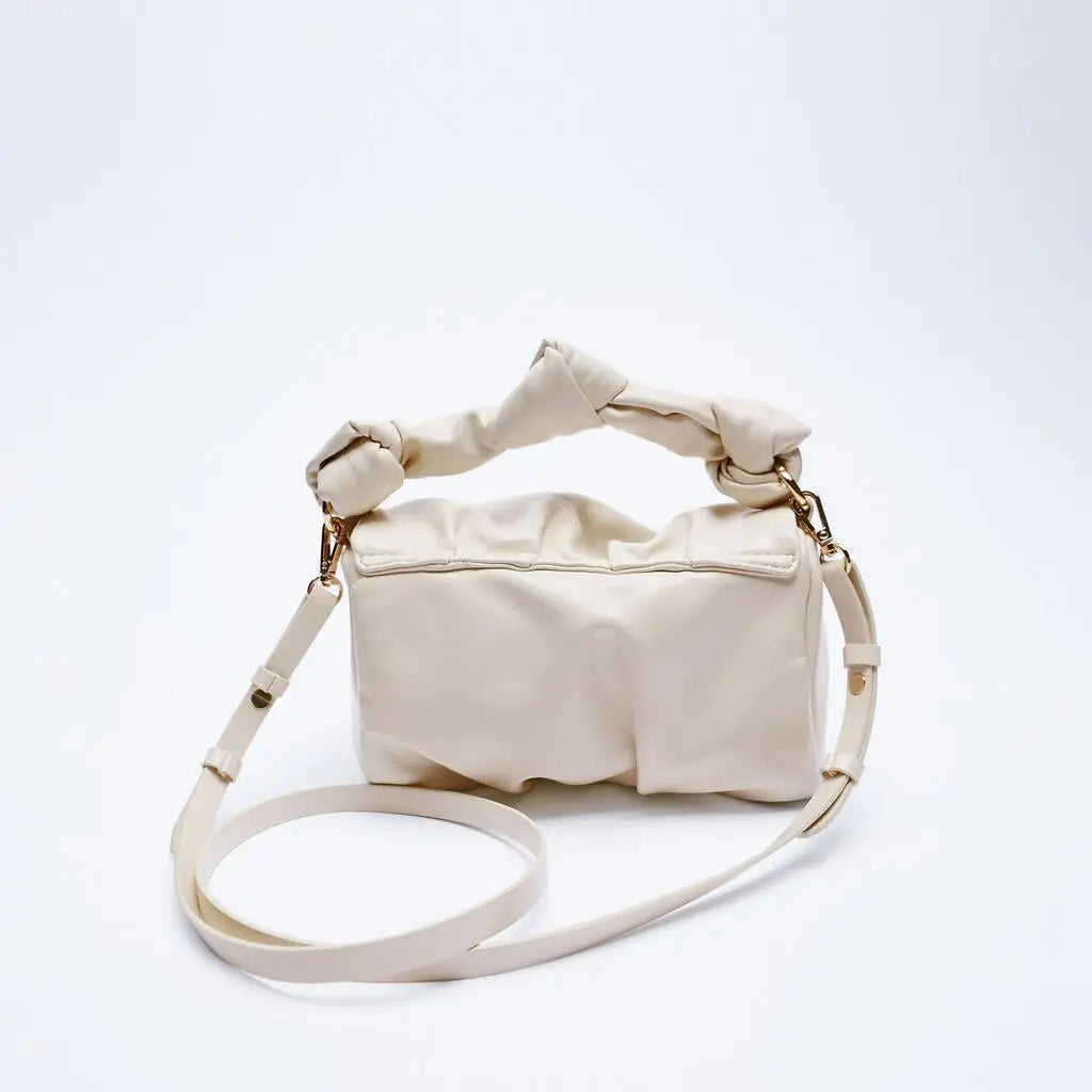 Pleated Shoulder Bag Soft PU Leather Messenger Bag Small Wallet