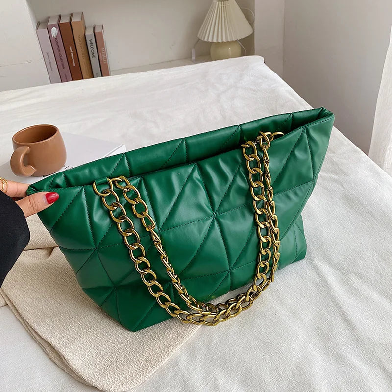 Soft PU Leather Winter Handbag Casual Chain Shoulder Bag