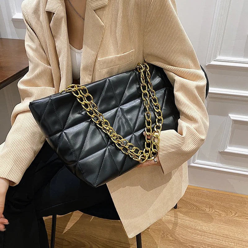 Soft PU Leather Winter Handbag Casual Chain Shoulder Bag