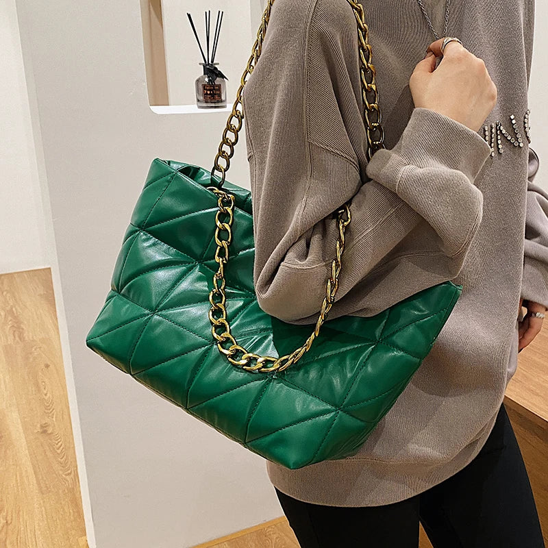 Soft PU Leather Winter Handbag Casual Chain Shoulder Bag