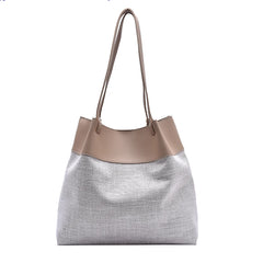 Linen Bucket Bag Shoulder Handbag Large Capacity Wallet