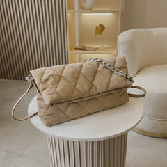 Winter Quilted Shoulder Bag Chain Crossbody Nylon Handbag