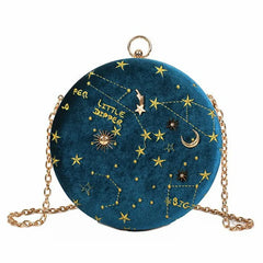 Starry Sky Suede Shoulder Bag Chain Women's Small Round Wallet
