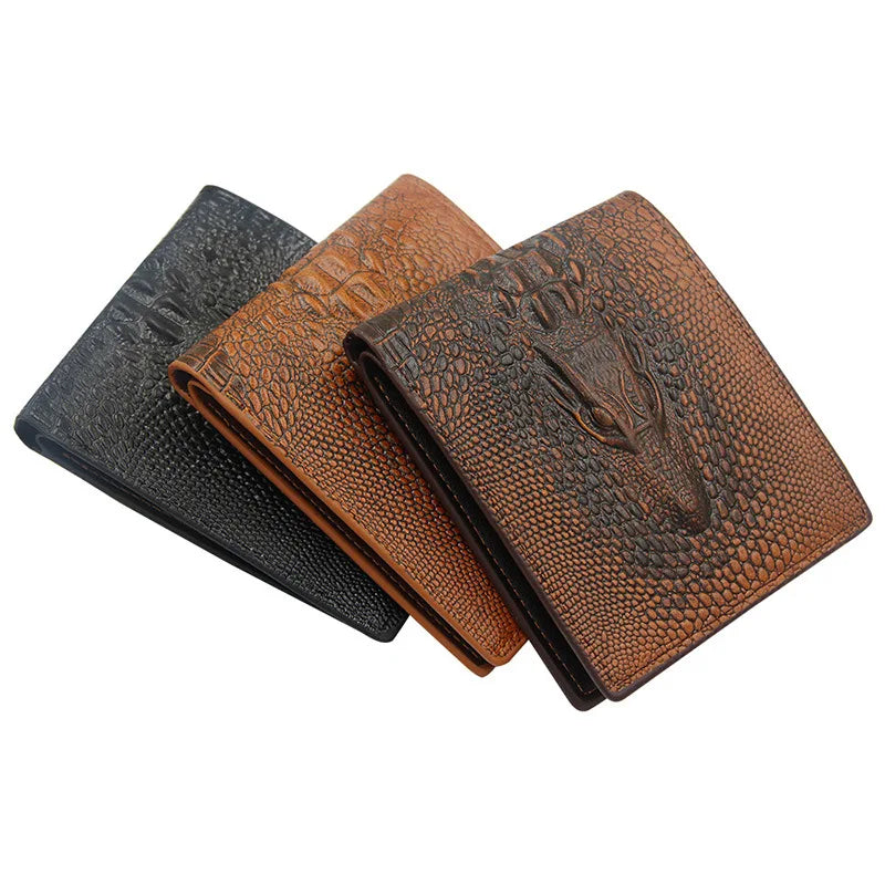 Men Wallet Leather Short Purse Billetera Hombre Vintage Crocodile Bag