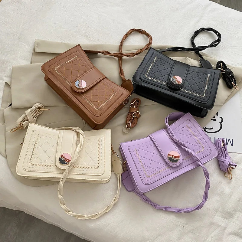 PU Leather Small Square Bag Chain Bag Women's Shoulder Messenger Bag