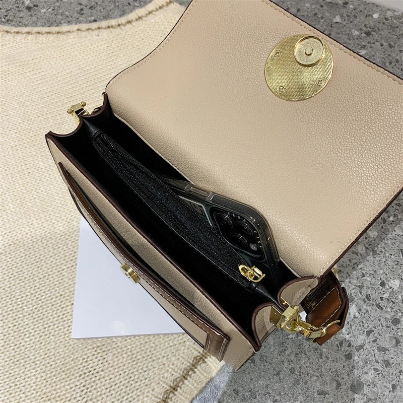 Women's Soft PU Shoulder Bag with Metal Pendant and Wide Shoulder Strap