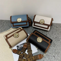 Women's Soft PU Shoulder Bag with Metal Pendant and Wide Shoulder Strap