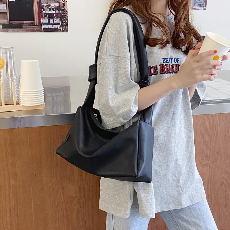 Soft Leather Pillow Bag with Knot Detail