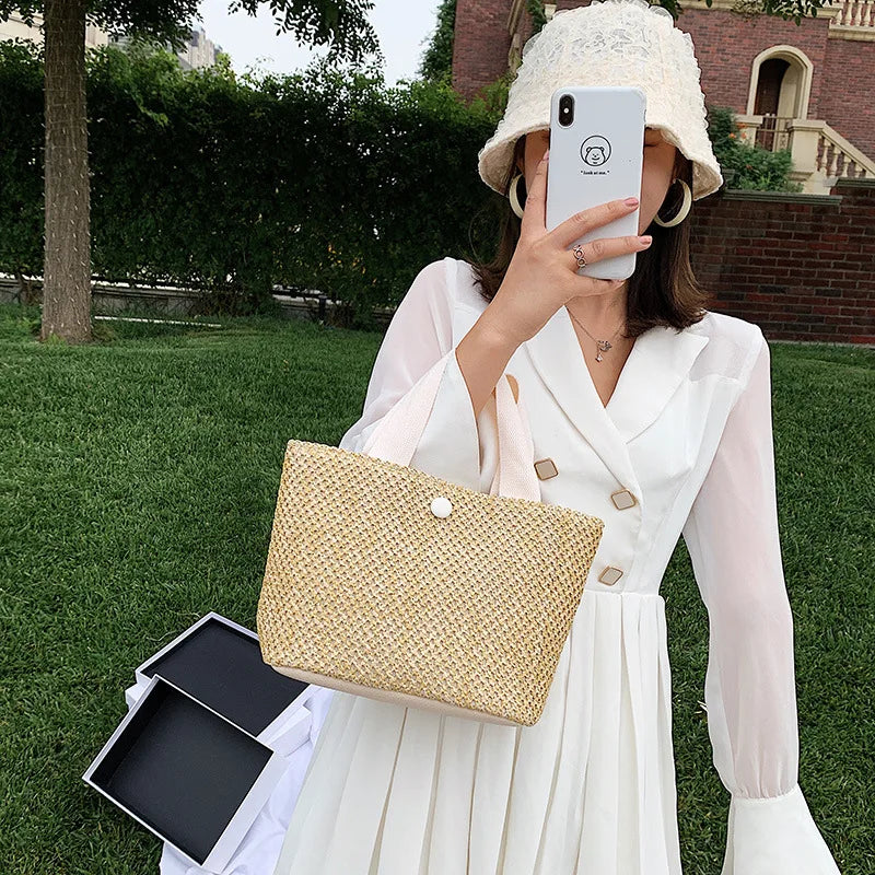 Rural Wind Portable Straw Bag for Beach Vacation