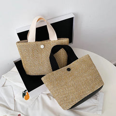 Rural Wind Portable Straw Bag for Beach Vacation