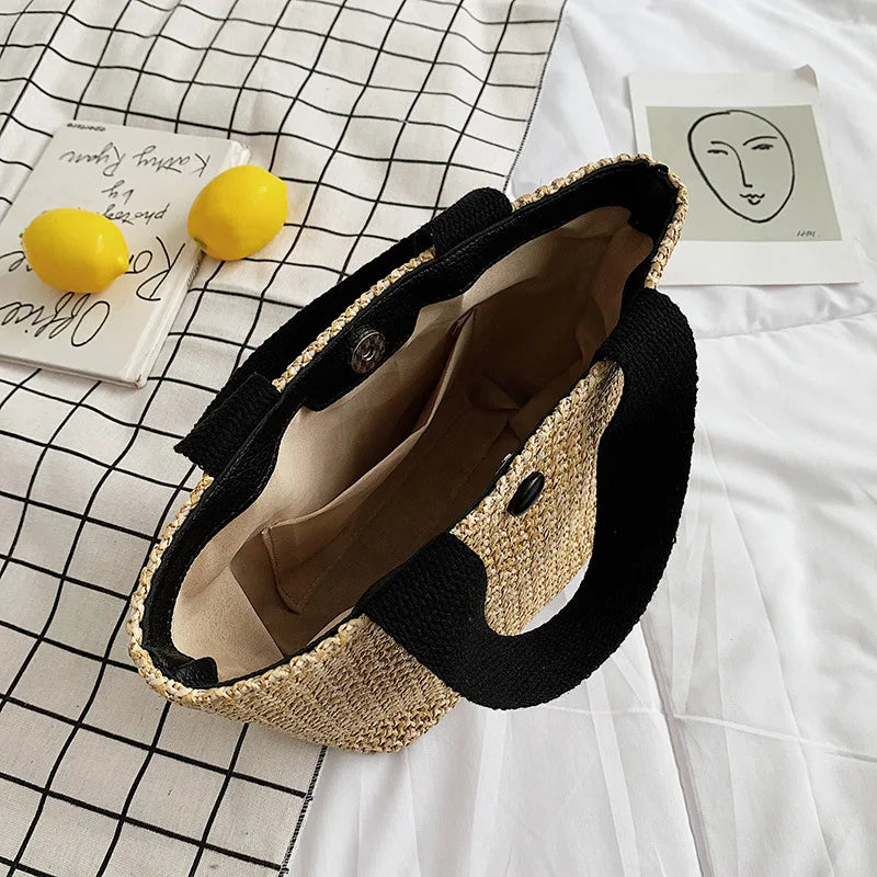 Rural Wind Portable Straw Bag for Beach Vacation