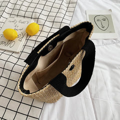 Rural Wind Portable Straw Bag for Beach Vacation
