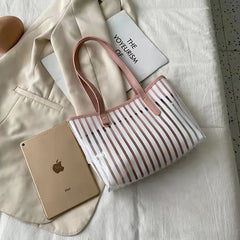 Transparent Striped Shoulder Bag for Women