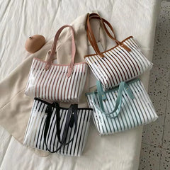 Transparent Striped Shoulder Bag for Women