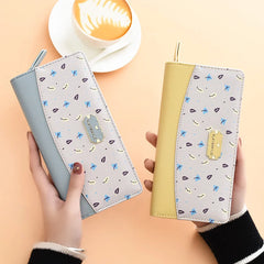Women's Long Wallet with Contrast Splicing