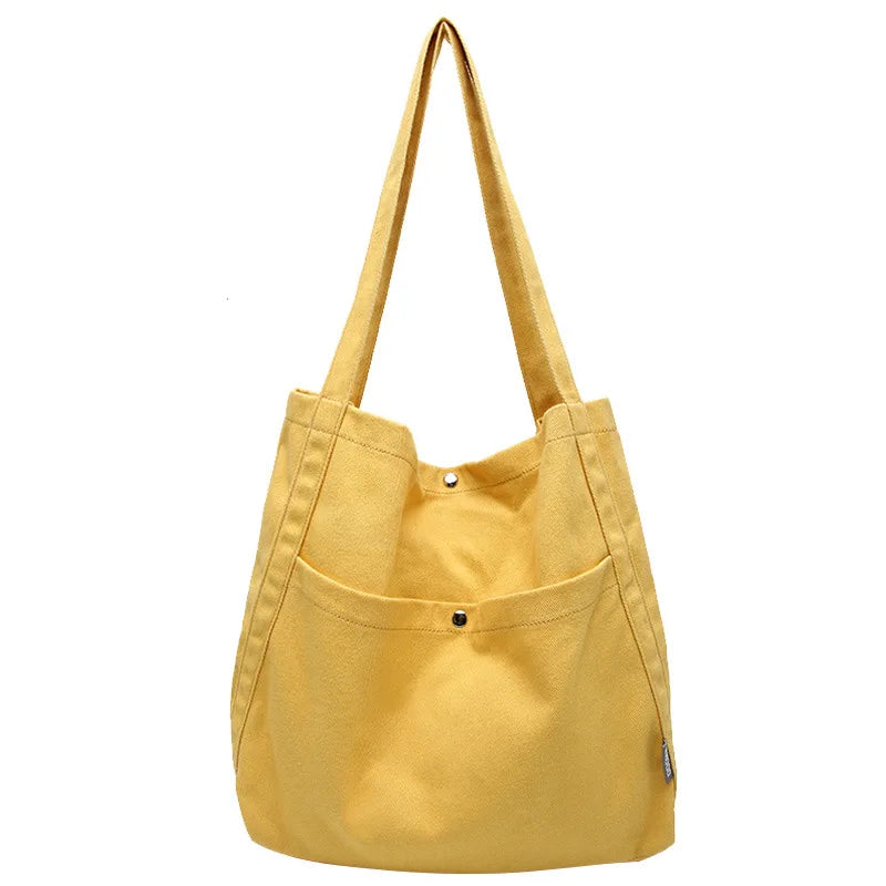 Large Capacity Canvas Bucket Bag Female Japanese Versatile Shoulder Bag