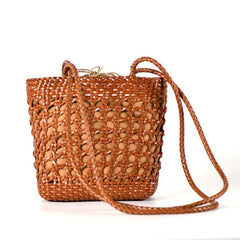 Women's Hollow Crossbody Bag, Spring Leather Handbag