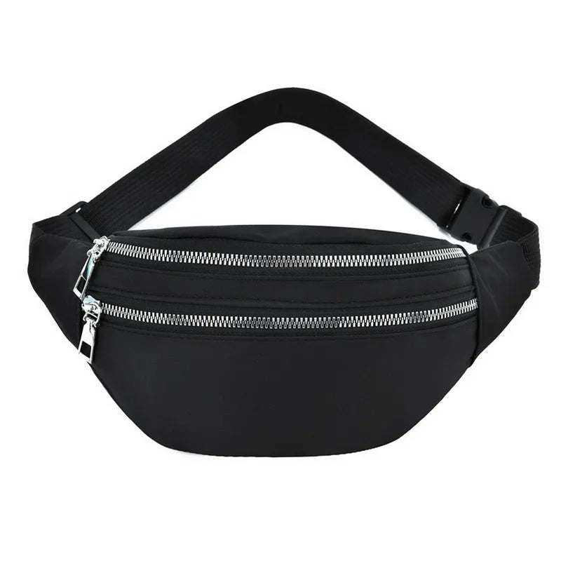 Unisex Pink Fanny Pack Geometric Waist Bag Laser Phone Pouch