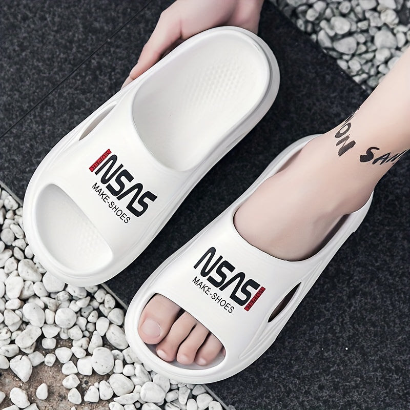 Men's Alphabet Detail Non Slip Platform Slides