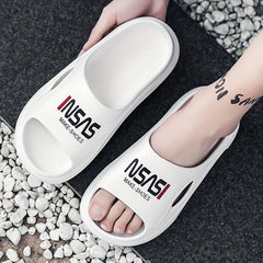 Men's Alphabet Detail Non Slip Platform Slides