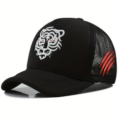 Unisex Sunshade Mesh Baseball Cap Tiger Embroidery