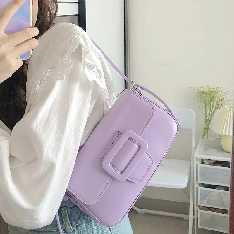 2021 Retro PU Leather Shoulder Bag Women Messenger Handbag