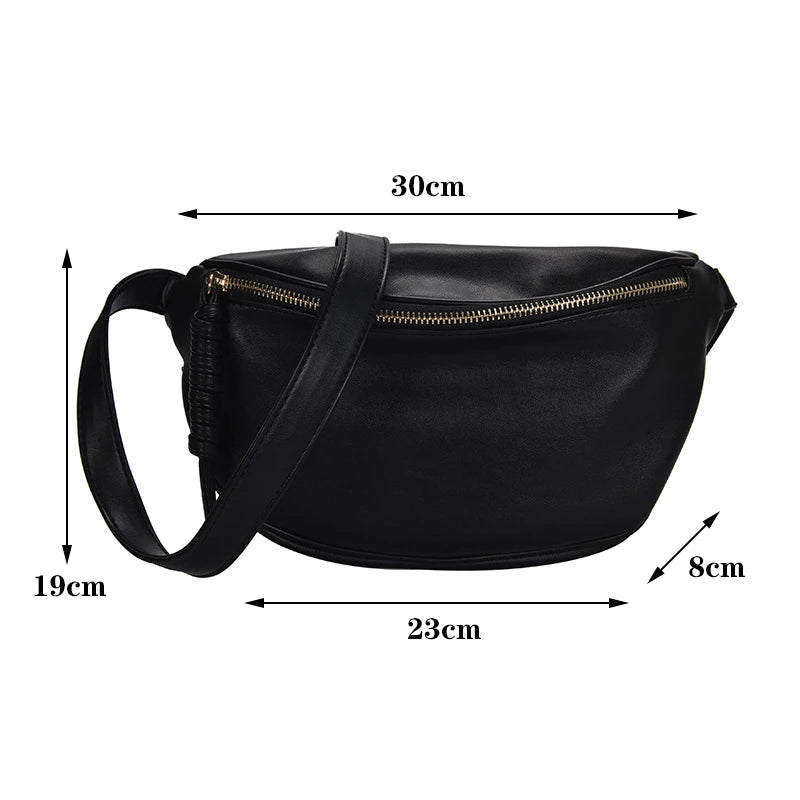 Women Waist Bag Fanny Pack Large Capacity Crossbody Chest Bags PU Leather B