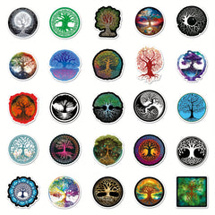 50pcs Retro Viking Tree Of Life Graffiti Stickers, Waterproof DIY Sticker
