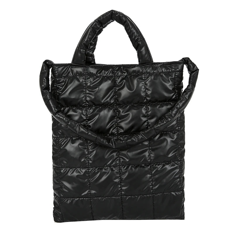 2021 Women's Quilted Shoulder Bag for Winter, Large Capacity Nylon Tote