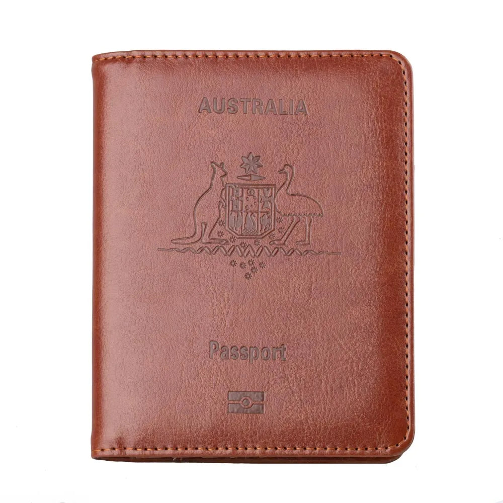 Australia Travel RFID Blocking PU Leather Passport Holder